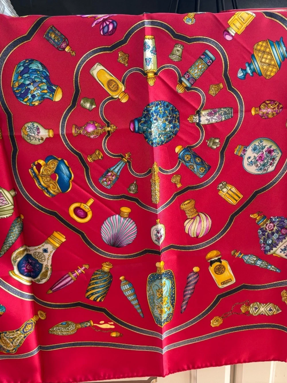 Authentic Hermes Perfume Print Silk Scarf